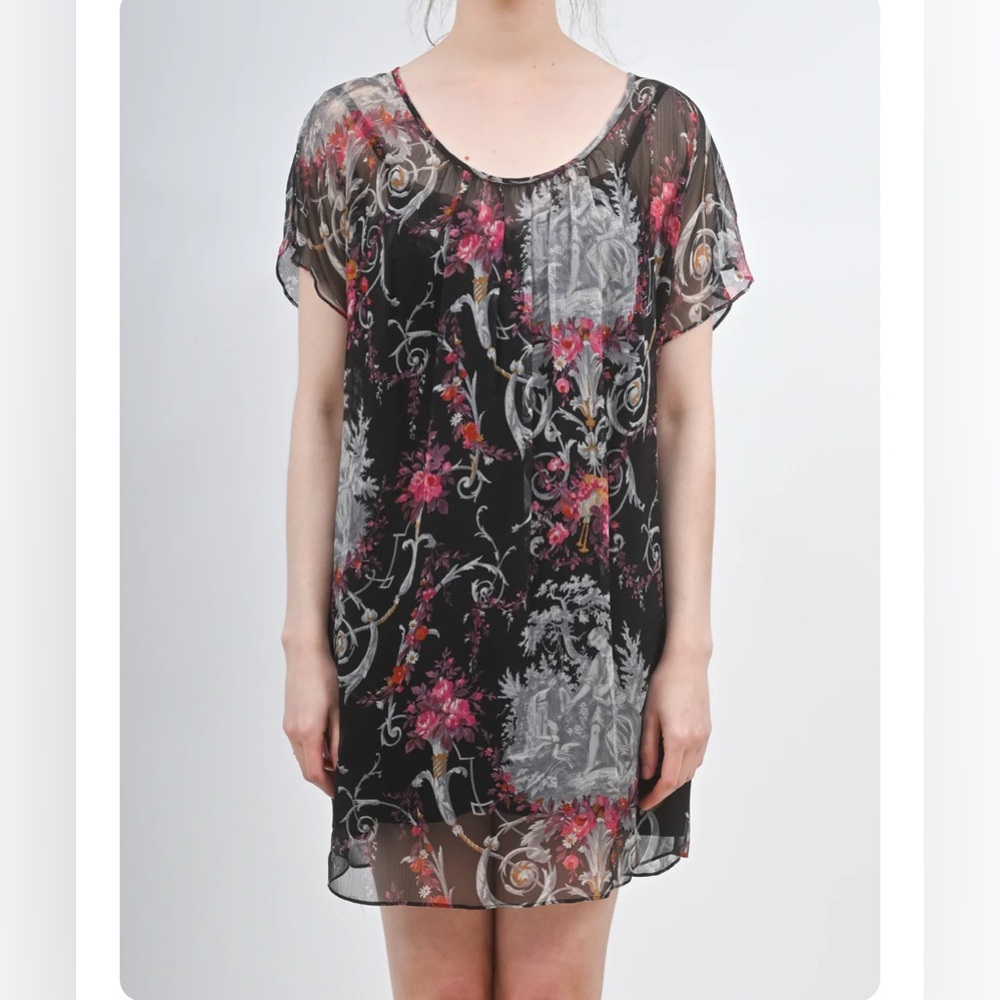 Betsey Johnson Baroque Painting Style Chiffon Mini Dress